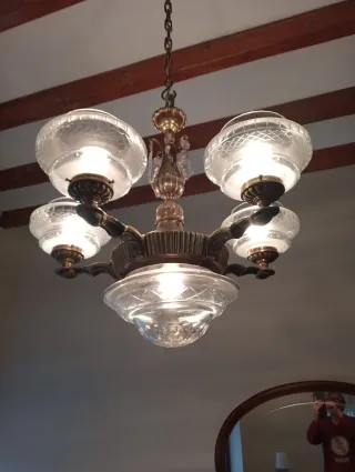 Lámpara de techo de bronce y cristal