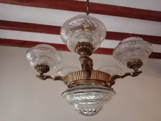 Lámpara de techo de bronce y cristal