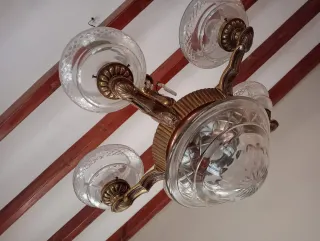 Lámpara de techo de bronce y cristal