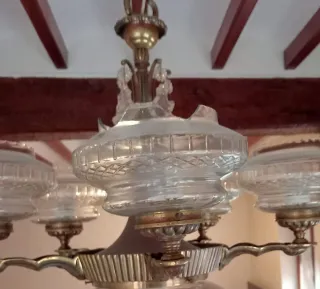 Lámpara de techo de bronce y cristal
