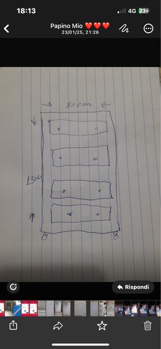 Cassettiera 7 cassetti 80x130 cm