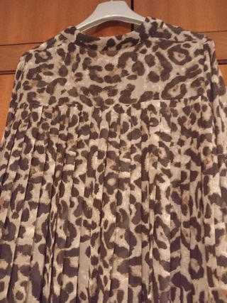 Camisa Animal Print Beige y Marrón
