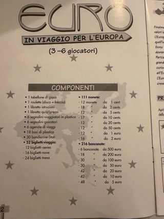 Gioco da tavolo “EURO in viaggio per l’Europa”