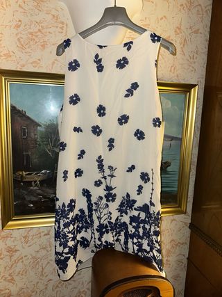 Abito bianco fantasia floreale blu