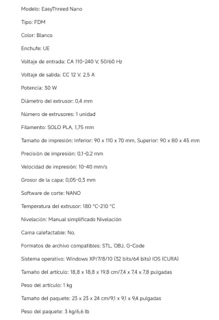 Impresora 3D EasyThreed Blanca