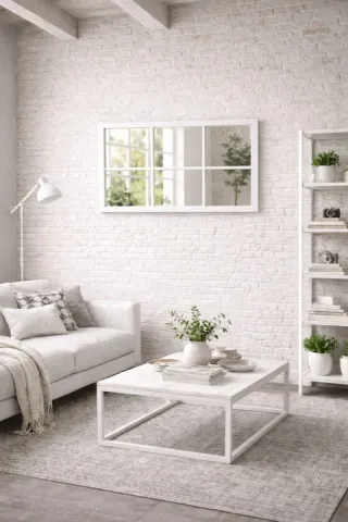 Espejo Ventana Blanco y Cristal