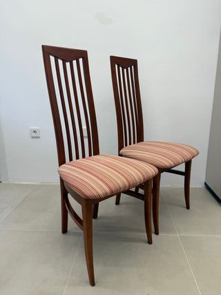 6 Sillas de Comedor Madera y Tela