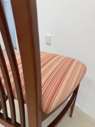 6 Sillas de Comedor Madera y Tela