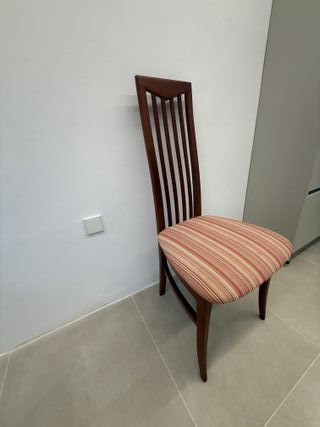 6 Sillas de Comedor Madera y Tela