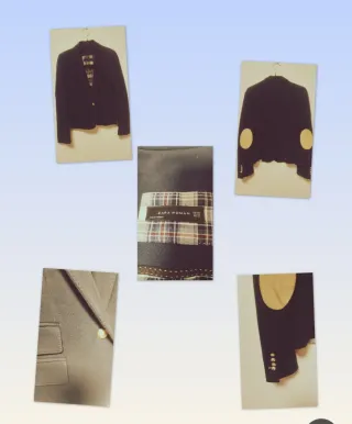 Chaqueta Zara azul con coderas beige Talla XS