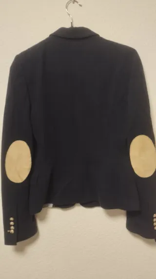 Chaqueta Zara azul con coderas beige Talla XS