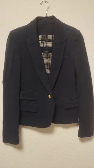 Chaqueta Zara azul con coderas beige Talla XS