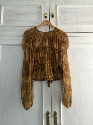 Blusa Zara Estampada Manga Larga Talla S