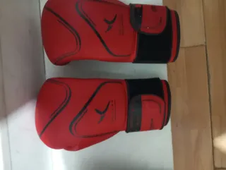 Guantes de boxeo rojos y guantes de boxeo negros
