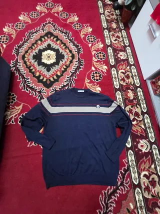 Maglioncino uomo blu e beige