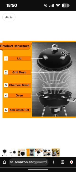 Barbacoa 57cm, stile Weber