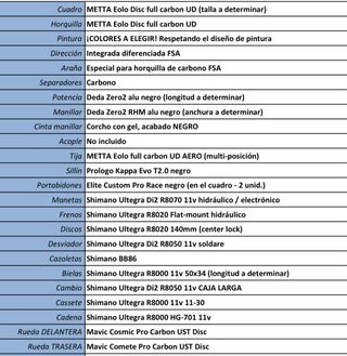 Bicicleta carretera METTA Eolo - Talla M