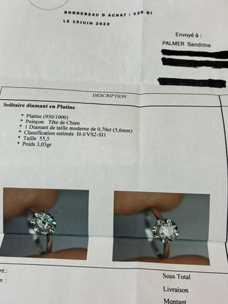 Anillo Platino 0.70 Ct Diamante Natural VS2