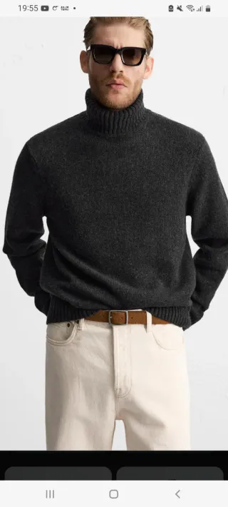 Jersey Zara cuello vuelto gris talla L