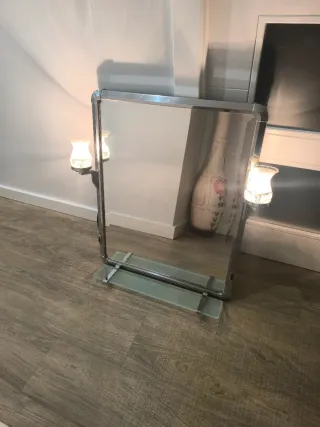 Antiguo espejo de Baño Plata y Cristal