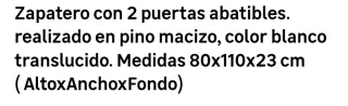 Zapatero 2 puertas abatibles 80x110x26