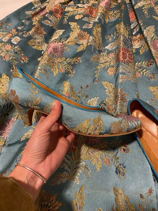 Traje de Fallera azul y Dorado