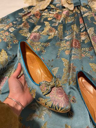 Traje de Fallera azul y Dorado