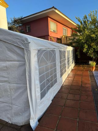 Carpa 5x10m para eventos transparente y blanca