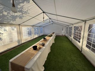 Carpa 5x10m para eventos transparente y blanca