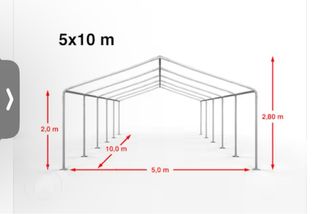 Carpa 5x10m para eventos transparente y blanca