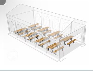 Carpa 5x10m para eventos transparente y blanca
