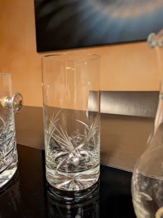 Juego 14 piezas cristal Bohemia tallado