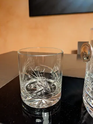 Juego 14 piezas cristal Bohemia tallado