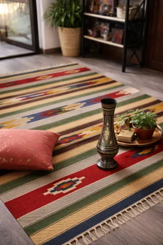 KILIM ARTESANAL· LANA + JARRÓN