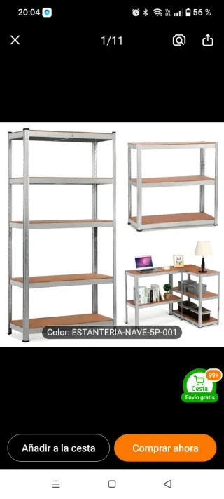 Estantería de chapa y madera