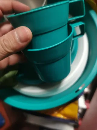 Set Camping Platos, Vasos y Cubiertos