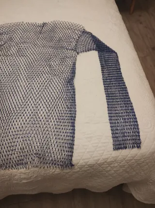 Blusa de fiesta plateada y azul