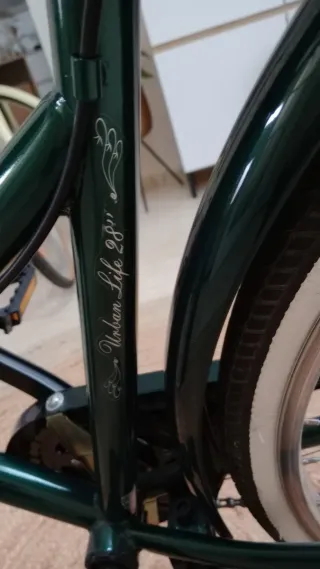 Bicicleta de paseo verde con cesta