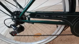 Bicicleta de paseo verde con cesta