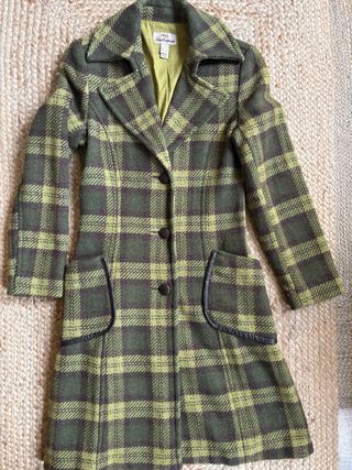Abrigo largo cuadros verde y marrón Talla L