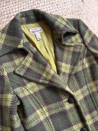 Abrigo largo cuadros verde y marrón Talla L