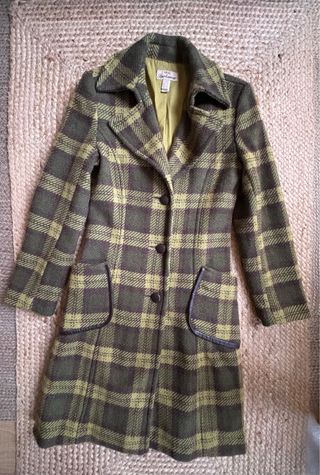 Abrigo largo cuadros verde y marrón Talla L