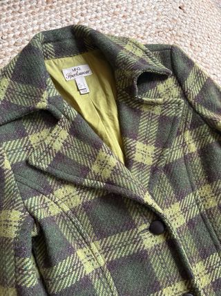 Abrigo largo cuadros verde y marrón Talla L