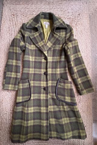 Abrigo largo cuadros verde y marrón Talla L