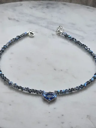 Collana fatta a mano cuore blu