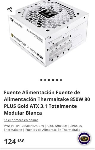 Fuente Alimentación Thermaltake 850W 80 PLUS Gold