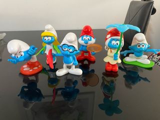 7 figure di Puffi di Burger King, collezione completa