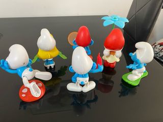 7 figure di Puffi di Burger King, collezione completa
