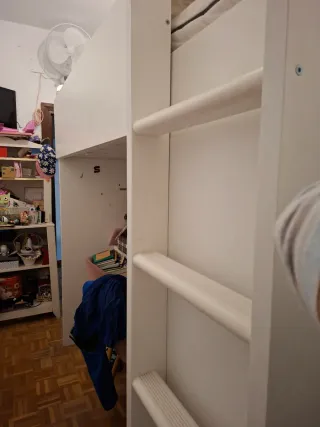 SMÅSTAD Cama alta blanca pizarra