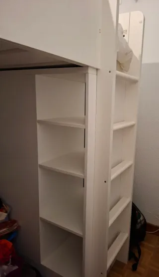 SMÅSTAD Cama alta blanca pizarra